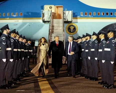 Donald Trump Touches Down in UK for Unprecedented Repeat State Visit As Protests Assemble in Windsor